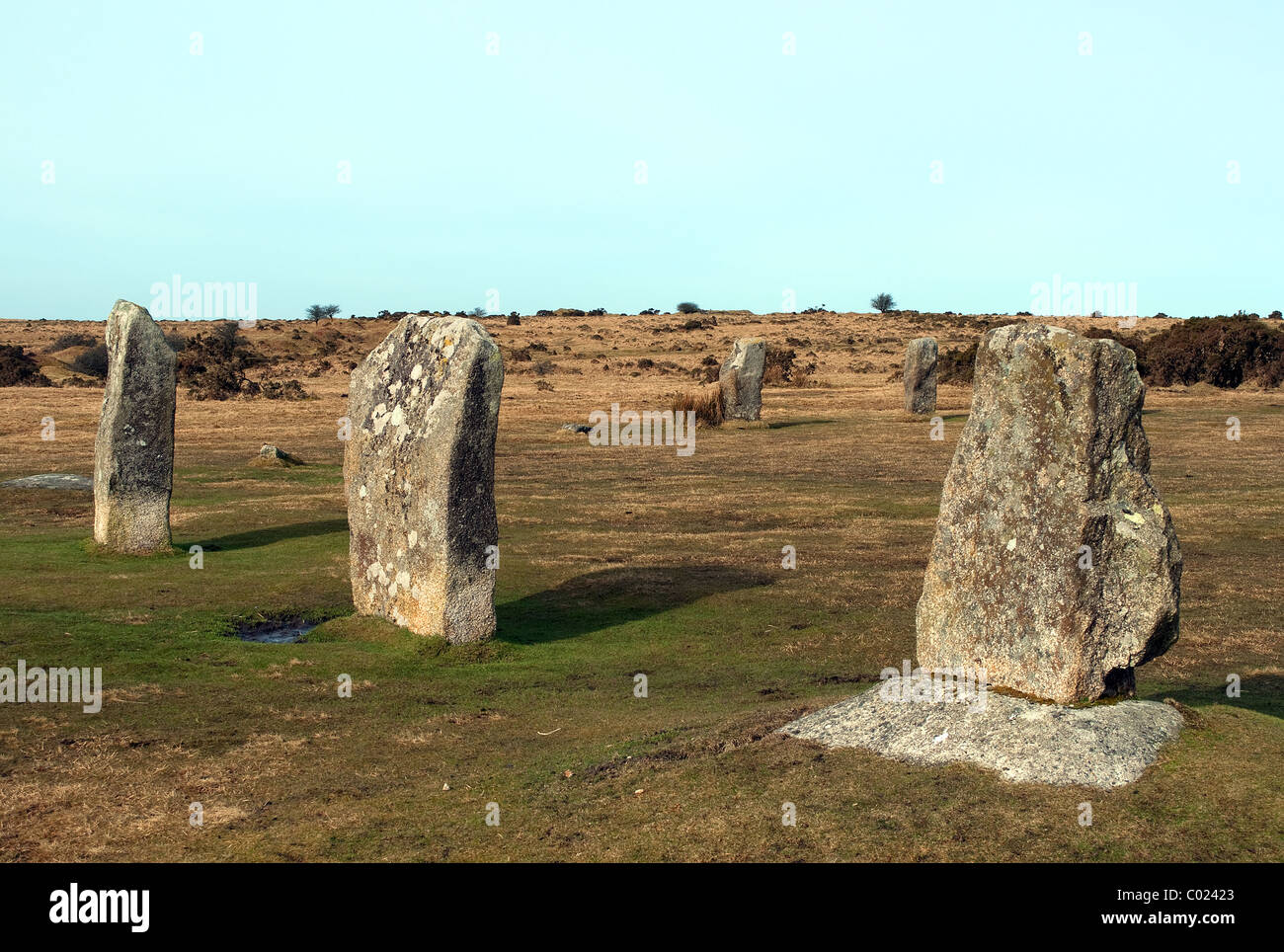Die Hurlers alten stehende Steinkreis an Schergen auf Bodmin Moor, Cornwall, UK Stockfoto
