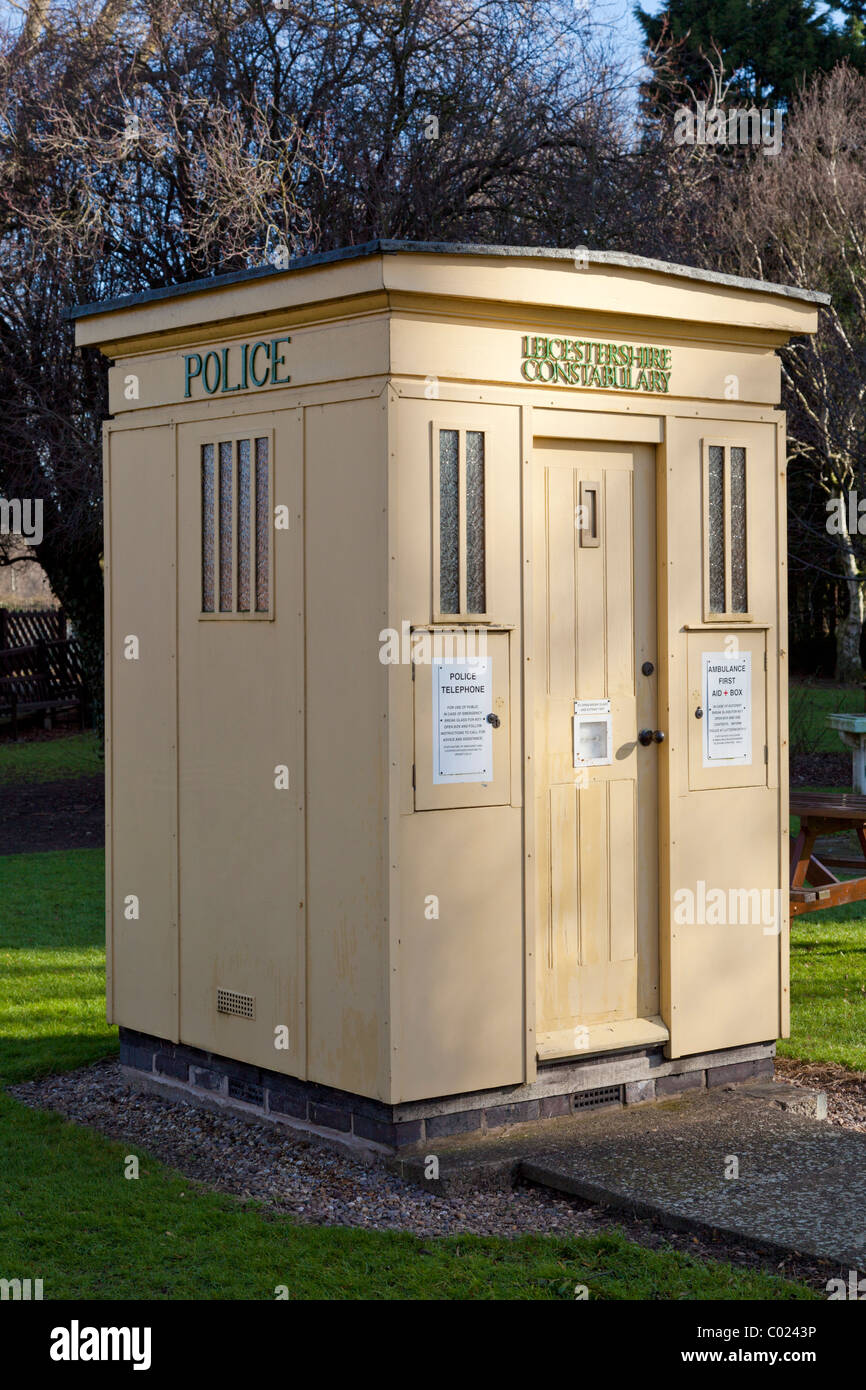 Alte Polizei-Box am Abbey Pumping Station Museum für Wissenschaft und Technologie Leicester Leicestershire England UK GB EU Europa Stockfoto