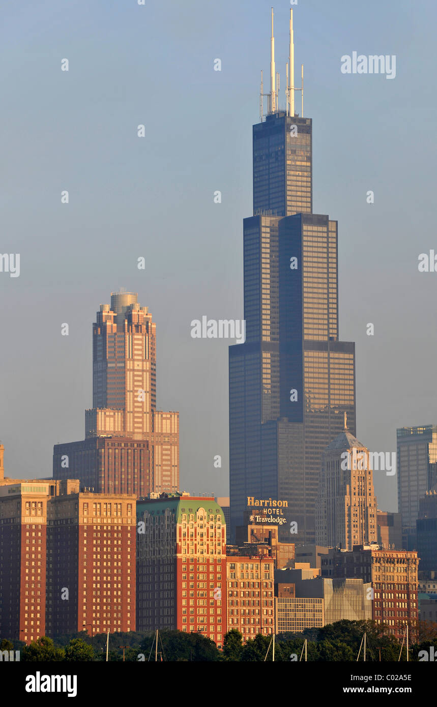 Willis Tower, früher benannte Sears Tower und umbenannt in 2009, 311 South Wacker Drive Wolkenkratzer, Skyline, Chicago, Illinois Stockfoto
