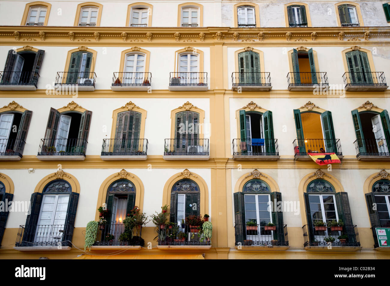 Fassade am Plaza De La Merced, Malaga, Andalusien, Spanien, Europa Stockfoto
