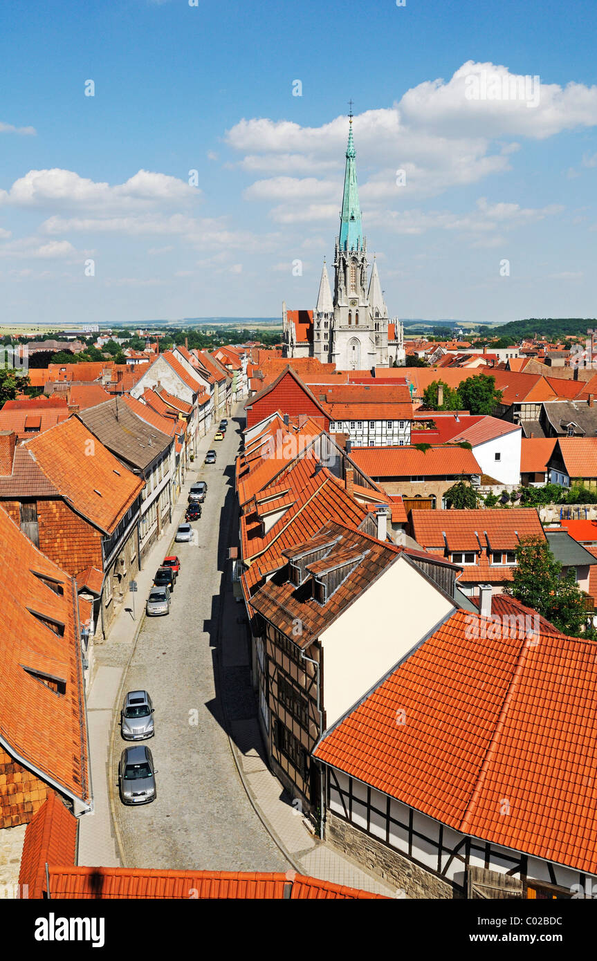 Historische Stadtzentrum Ensemble mit der Marienkirche am Heck, Stadt Mühlhausen, Unstrut-Hainich-Kreis-Kreis, Thüringen Stockfoto