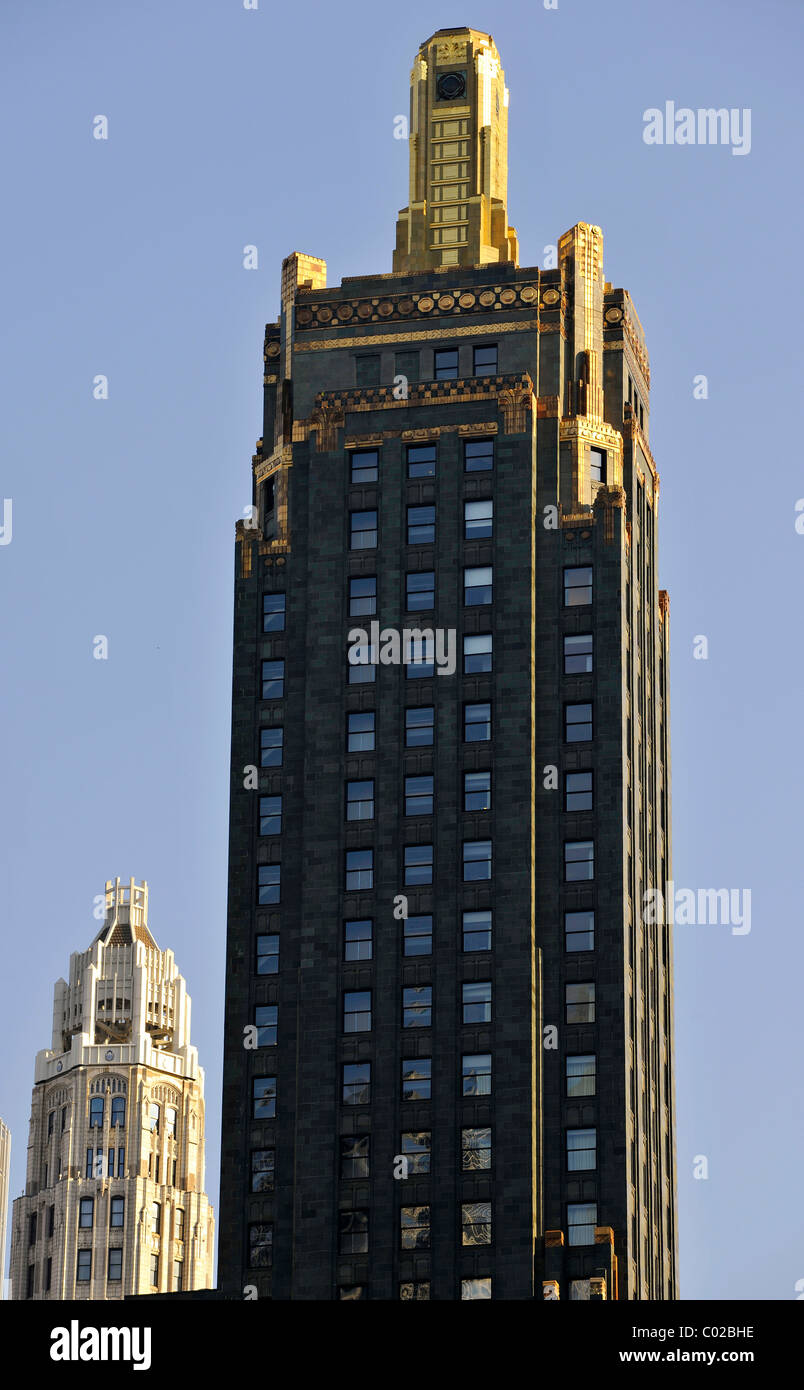 Tribune Tower, Hartmetall & Carbon Building, Chicago, Illinois, Vereinigte Staaten von Amerika, USA Stockfoto
