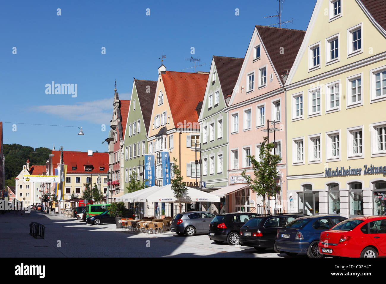 Maximilianstraße Straße, Mindelheim, Unterallgaeu Bezirk, Allgäu, Schwaben, Bayern, Deutschland, Europa Stockfoto