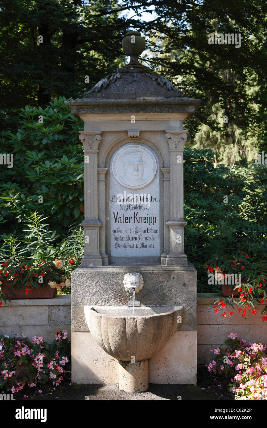 Vater Kneipp-Brunnen nun, auch in Unterallgaeu Kurviertel Gärten, Bad Wörishofen, Kneipp, Allgäu, Swabia Stockfoto