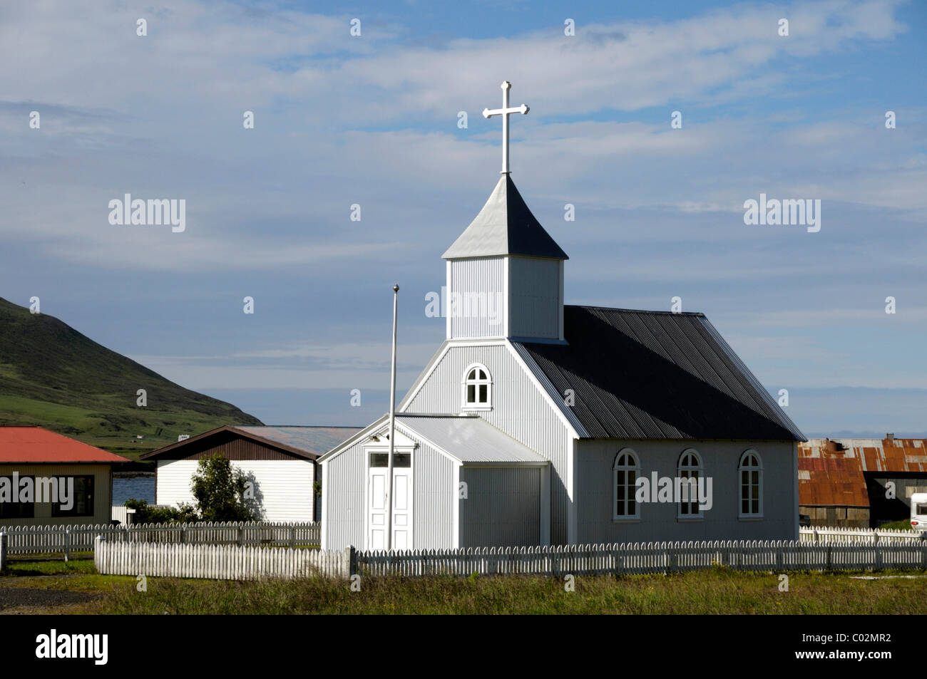 Kirche von Bakkagerði, Ost-Island, Europa Stockfoto