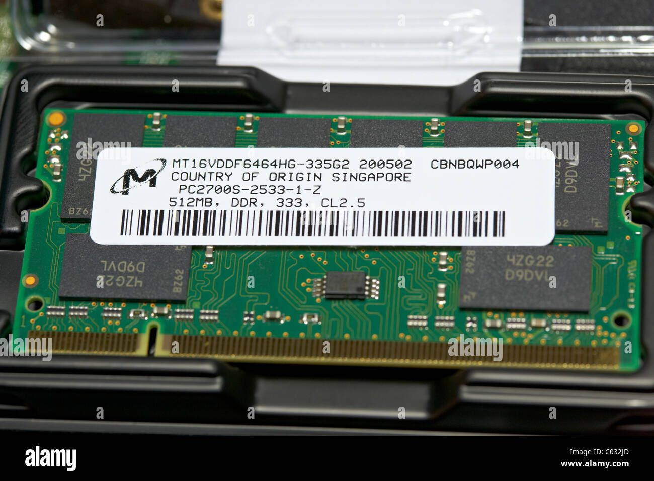 DDR Laptop Speicher Stick Ram in anti-statischen container Stockfoto