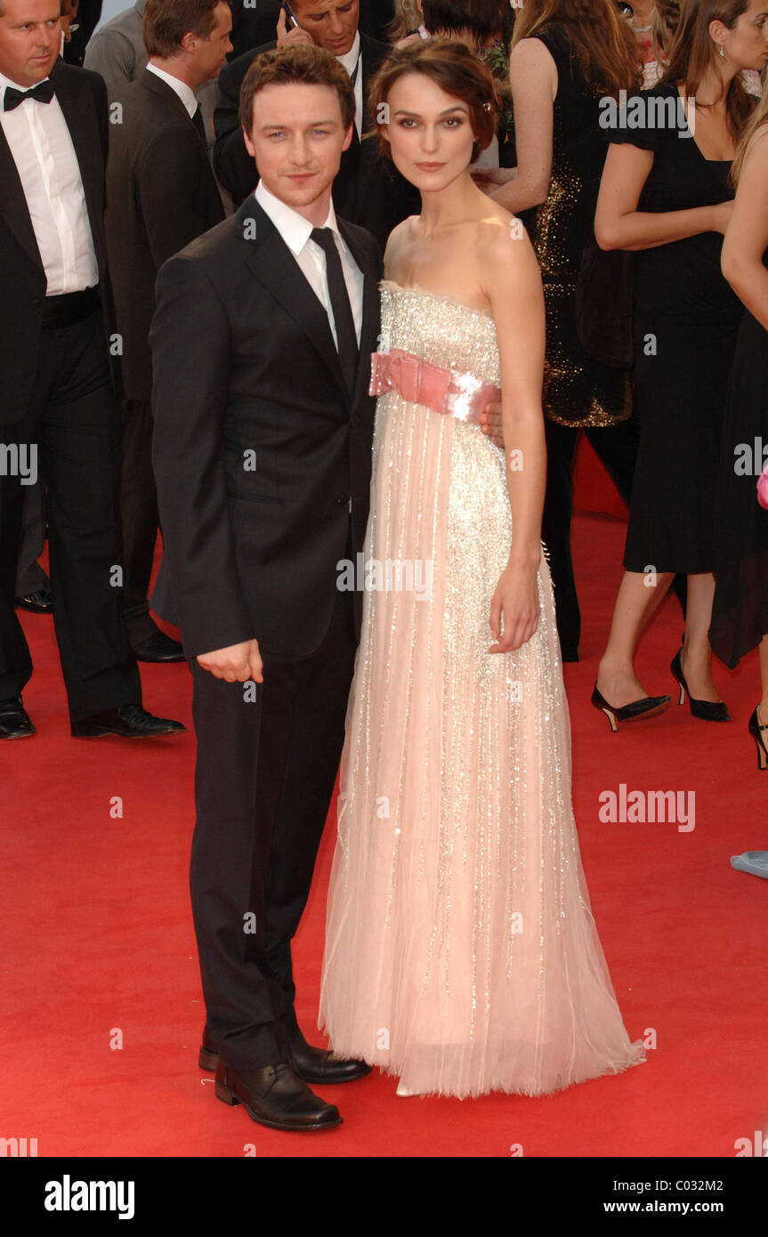 James McAvoy und Keira Knightley 64th Venice Film Festival - Tag1, Premiere von 'Sühne' - Ankünfte Venedig, Italien - 29.08.07 Stockfoto