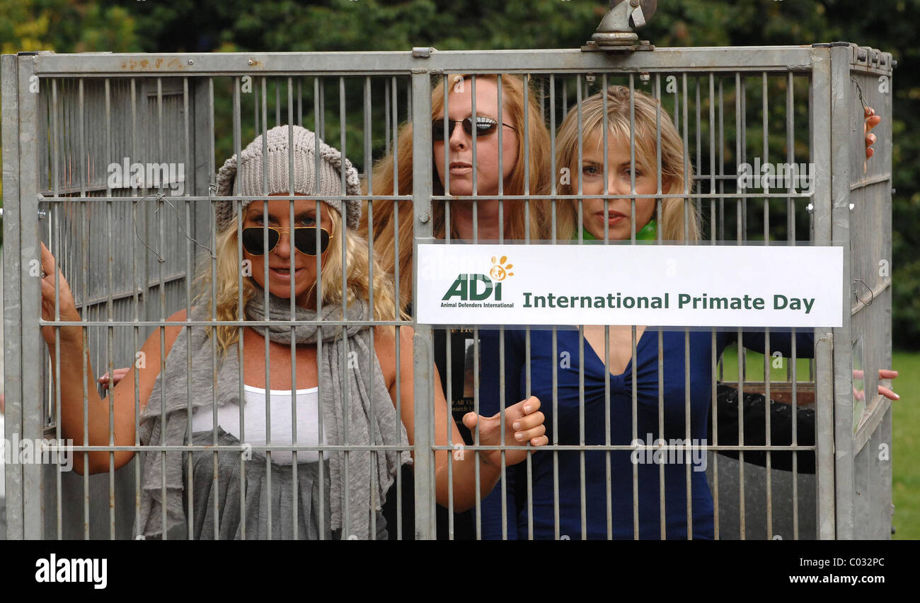 Meg Mathews, Maria Daines und Julia Stephenson prominente "für Primaten, organisiert von den Tier-Verteidigern Zeit" Stockfoto