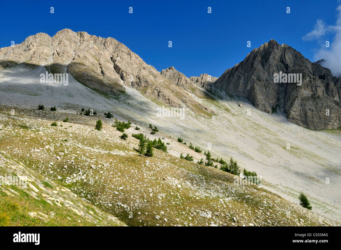 Berge in den oberen Var-Tal, Mercantour Nationalpark Haute Verdon Bergen, Alpes de Haute Provence, Frankreich, Europa Stockfoto