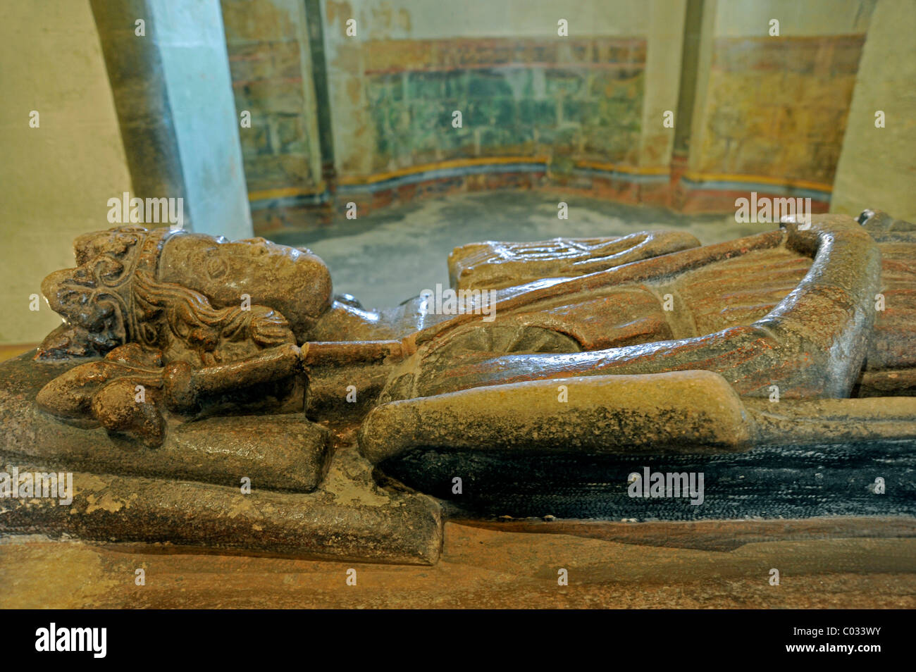 Grabplatte für das Herz von Herzog Heinrich III, Ulrich Kapelle, Kaiserpfalz, Goslar, Harz, Niedersachsen, Deutschland, Europa Stockfoto