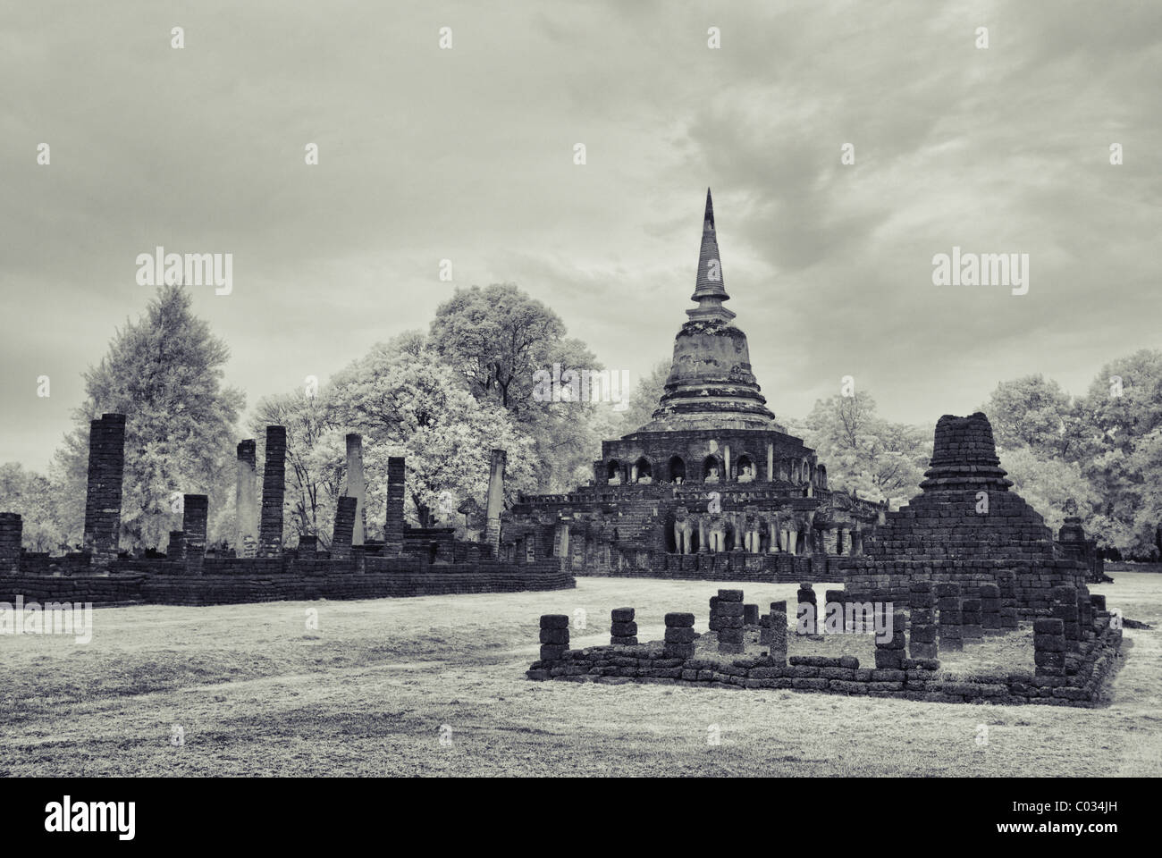 Wat Chang Lom - Si Satchanalai Stockfoto