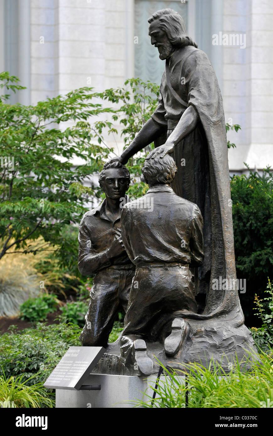 Denkmal für die Restaurierung und Wiederherstellung des Melchisedekischen Priestertums, Tempel der Kirche von Jesus Christus der letzten Tage Stockfoto