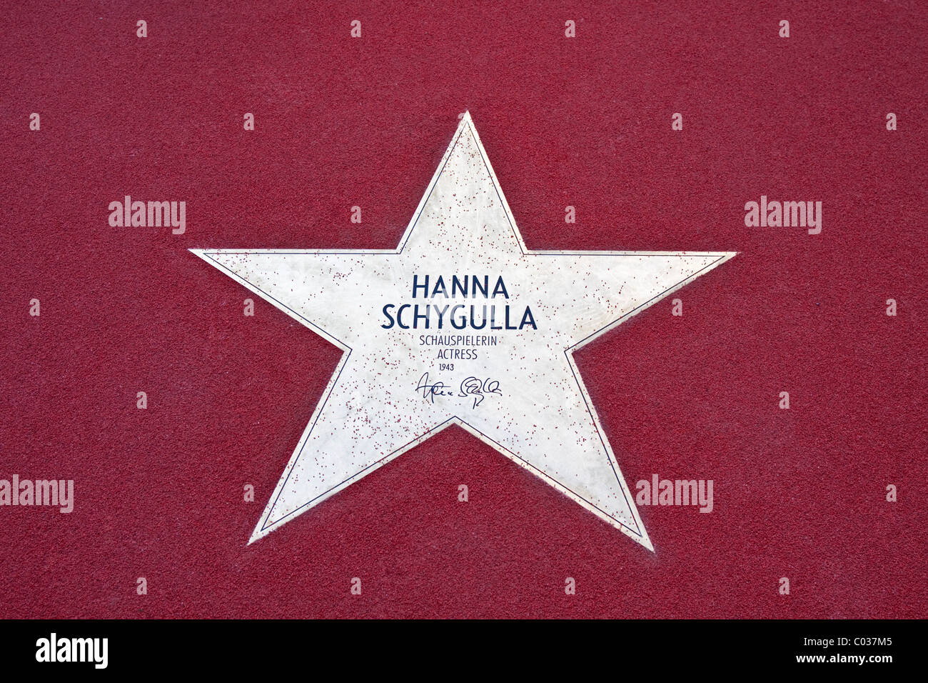 Sterne für Hanna Schygulla, Schauspielerin, Boulevard der Stars am Potsdamer Platz in Berlin, Deutschland, Europa Stockfoto