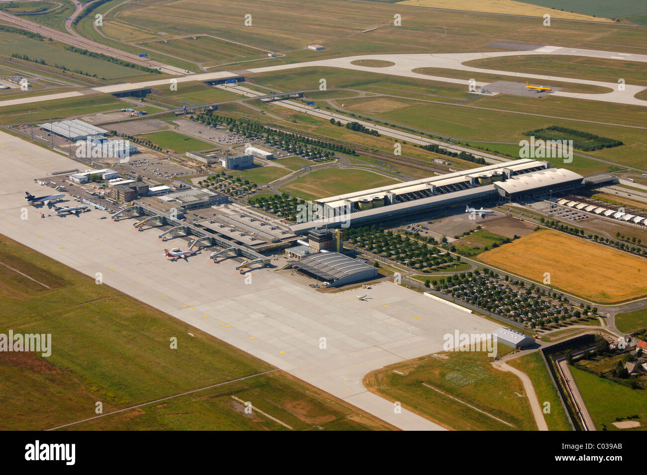 Luftaufnahme, Leipzig Flughafen, Fracht-Flughafen, Schkeuditz, Sachsen, Deutschland, Europa Stockfoto