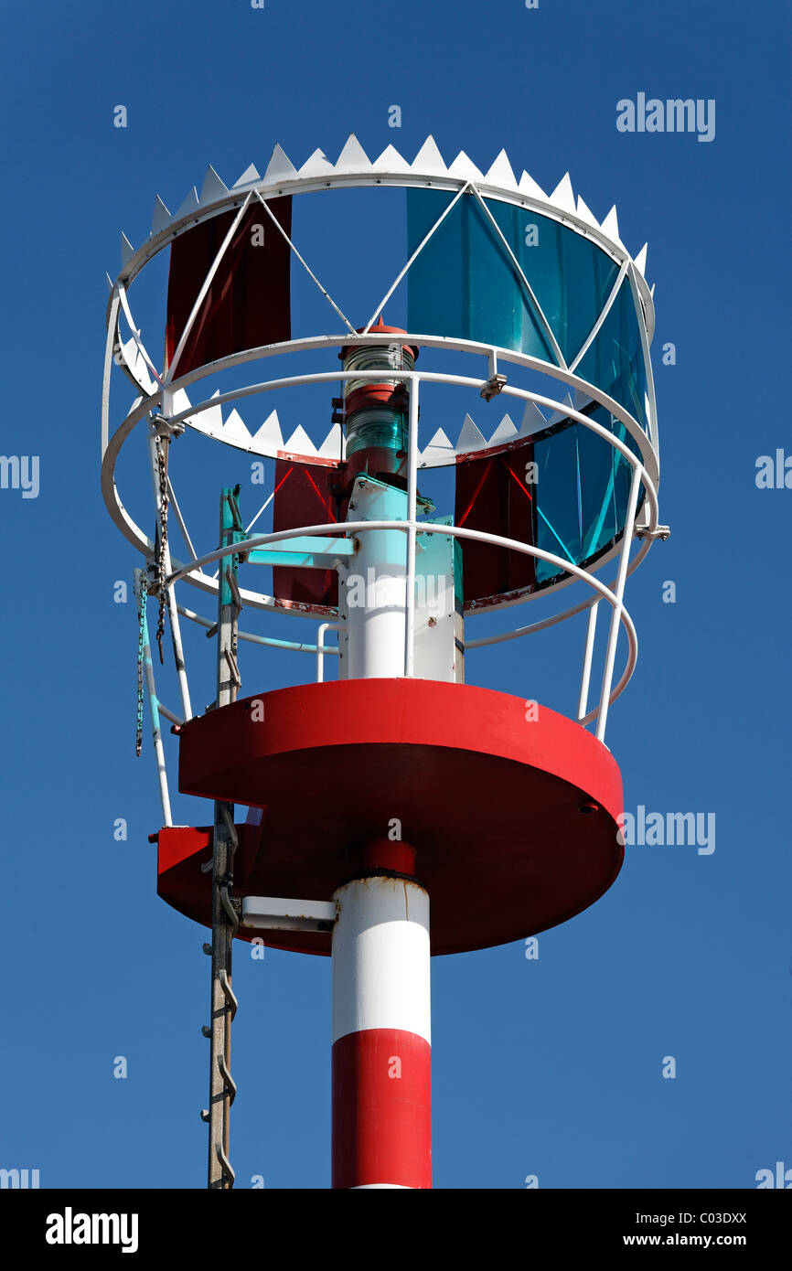 Mast mit Richtung Licht, Navigation Mark, Westkapelle, Walcheren Halbinsel Zeeland Provinz, Holland, Benelux, Europa Stockfoto