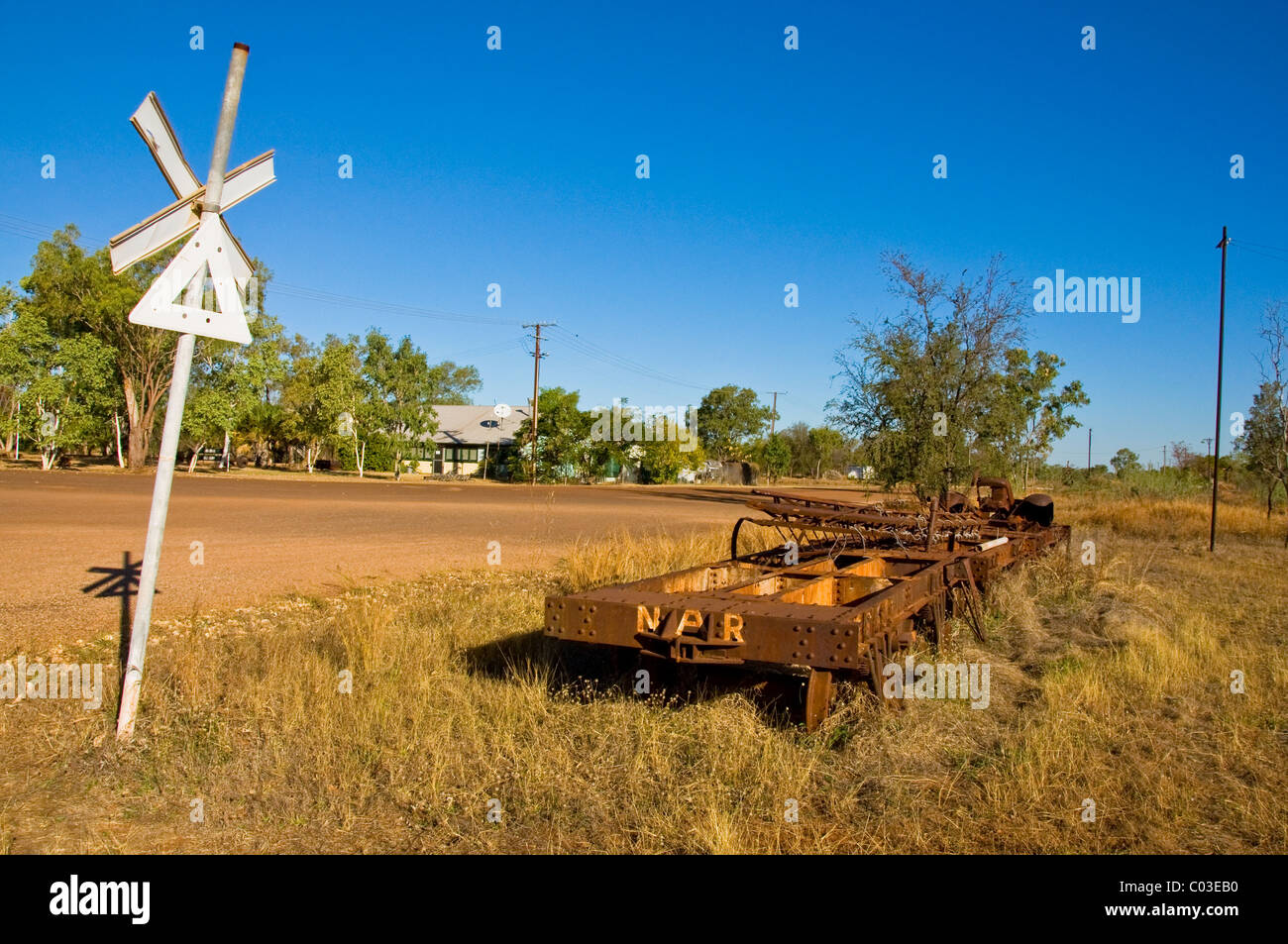 alten Güterzug in der australischen Wüste Stockfoto