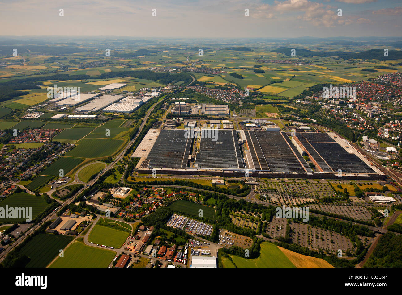 Luftaufnahme, VW-Werk in Kassel, Hessen, Deutschland, Europa Stockfoto