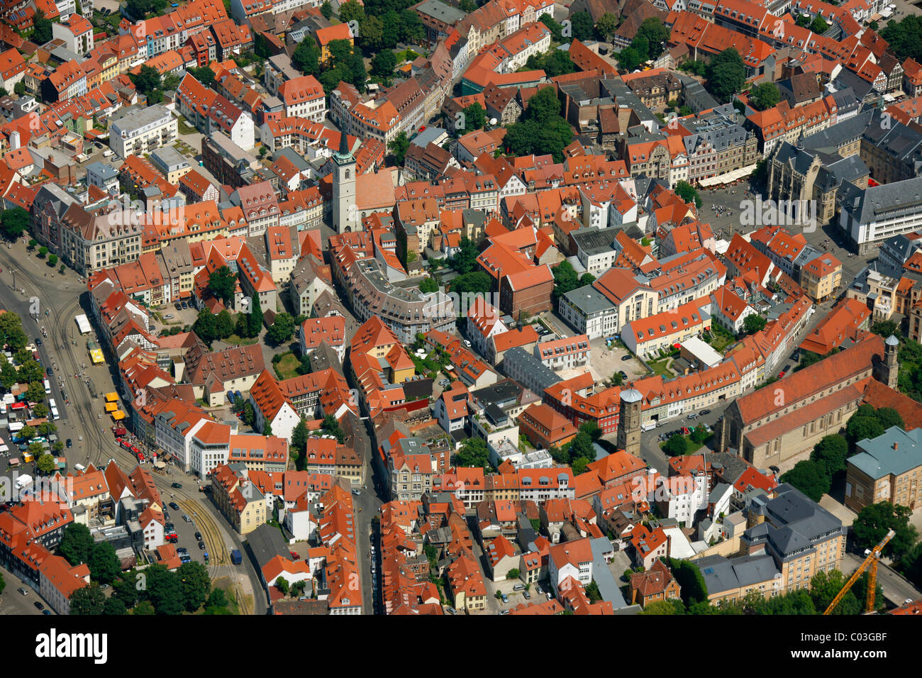 Luftbild, Stadtzentrum, Altstadt, Erfurt, Thüringen, Deutschland, Europa Stockfoto