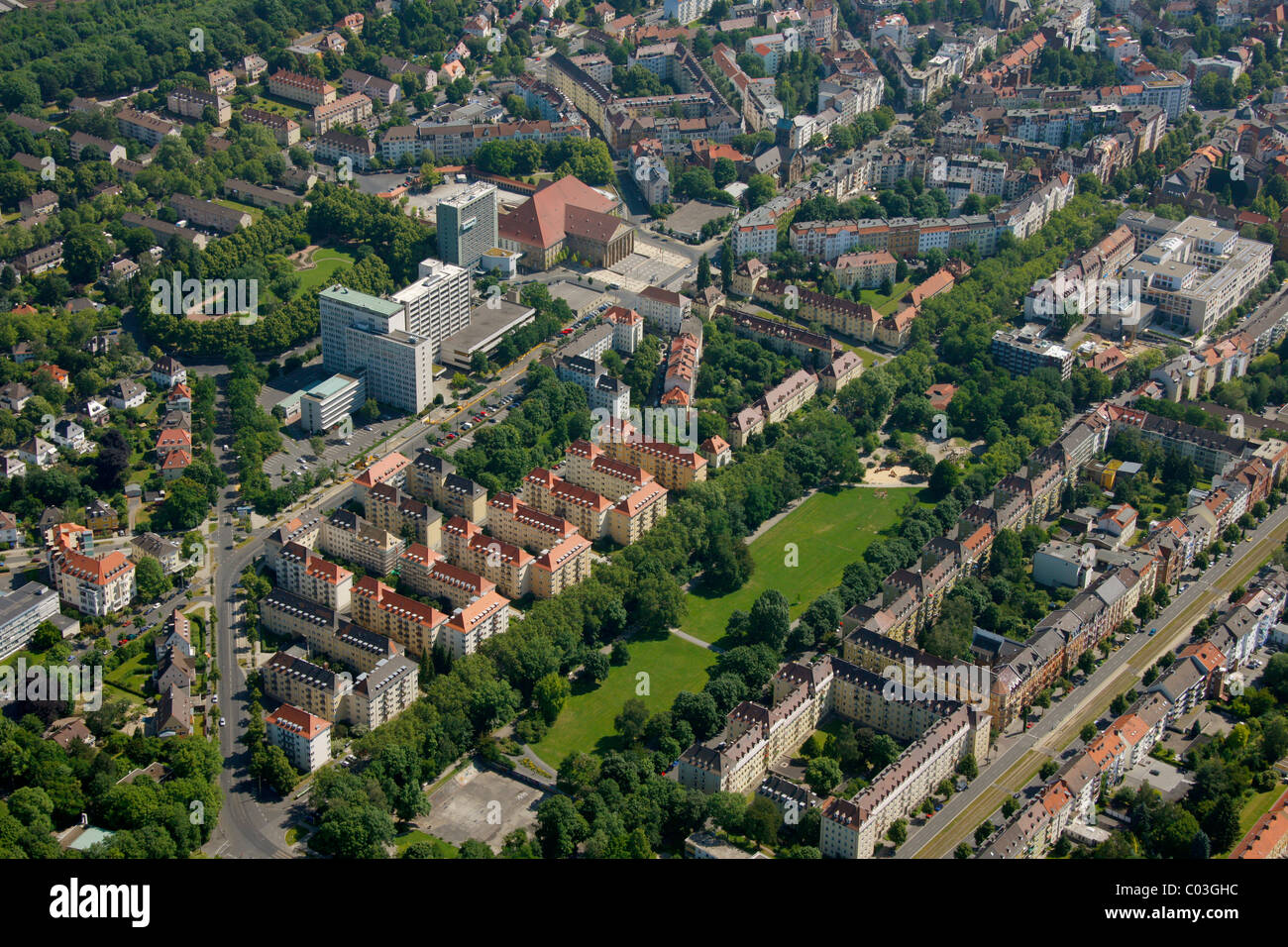 Luftaufnahme, Wohn wohnen, Geysostrasse, Kassel, Hessen, Deutschland, Europa Stockfoto