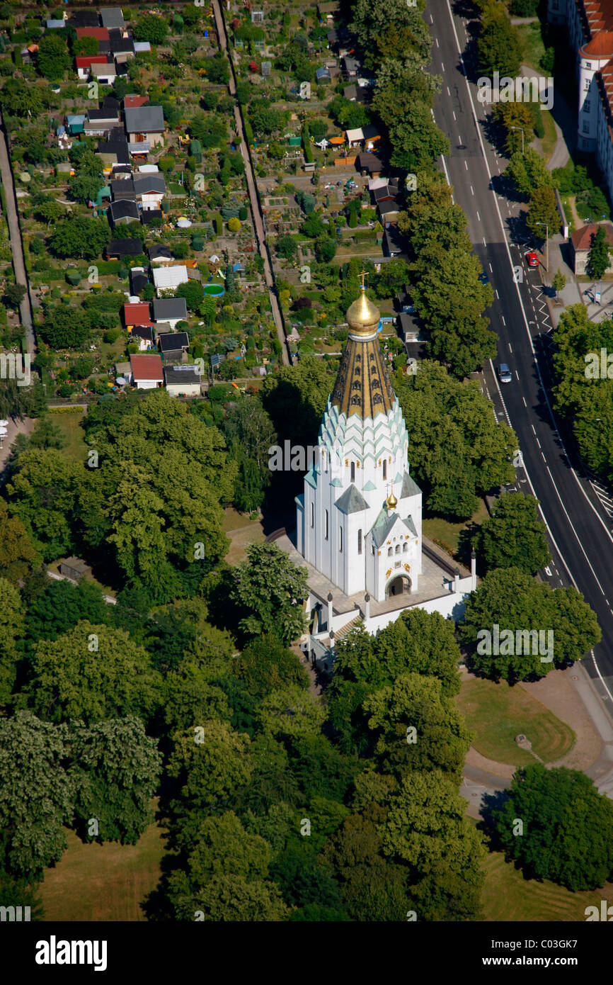 Luftaufnahme, St. Alexei Russische Gedächtniskirche, Leipzig, Sachsen, Deutschland, Europa Stockfoto