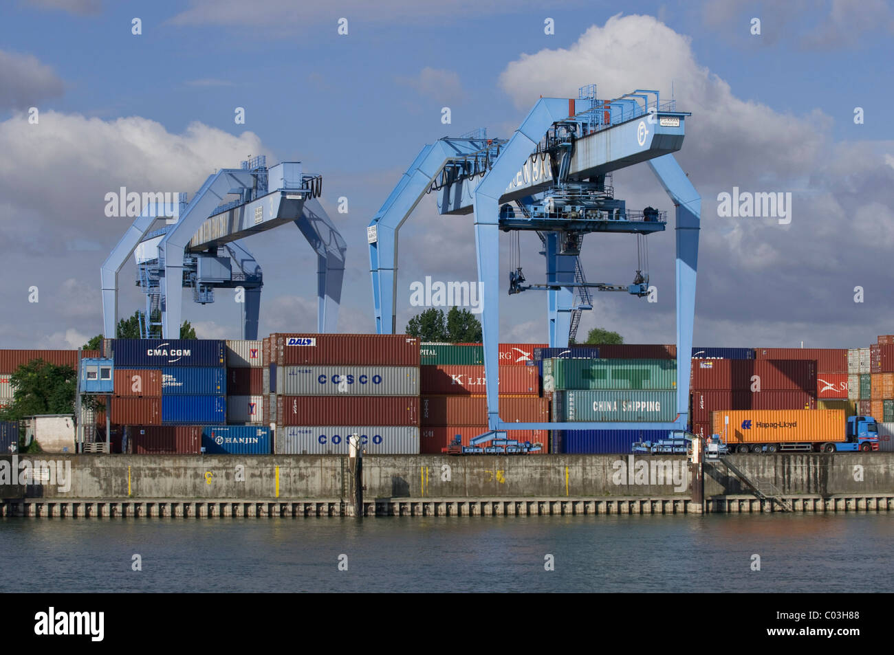 Container Terminal Mainz am Rhein, Mainz, Rheinland-Pfalz, Deutschland, Europa Stockfoto