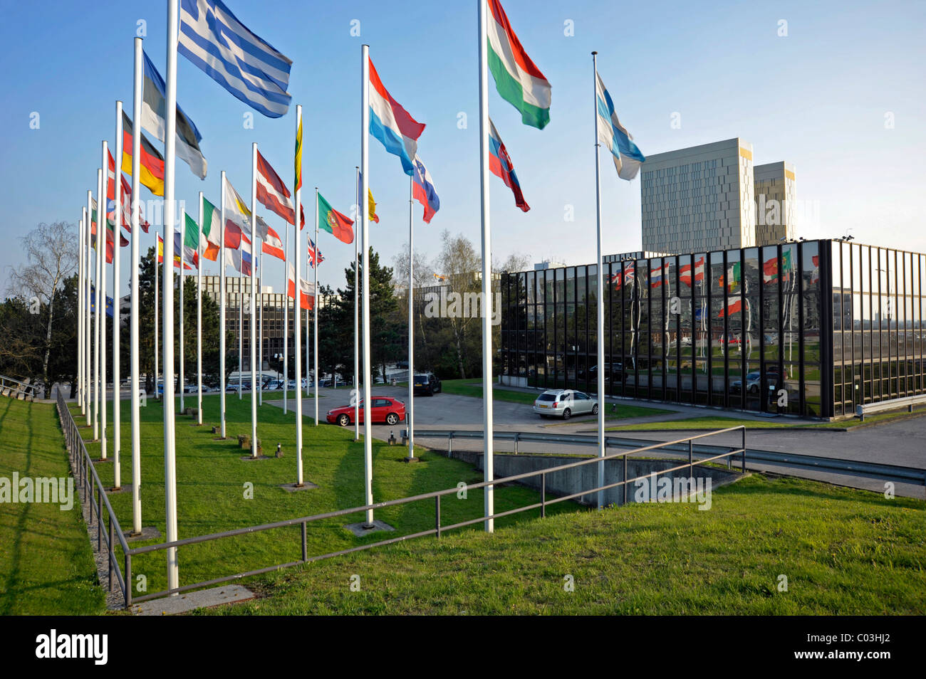 EuGH, Boulevard Konrad Adenauer Straße, Viertel Kirchberg, Luxemburg-Stadt, Europa Stockfoto