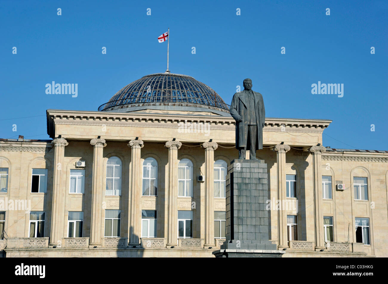 Stalin-Denkmal, bis Juni 2008 vor dem Rathaus, Stadtrat, Gori, Shida Kartli, Georgia, West-Asien Stockfoto