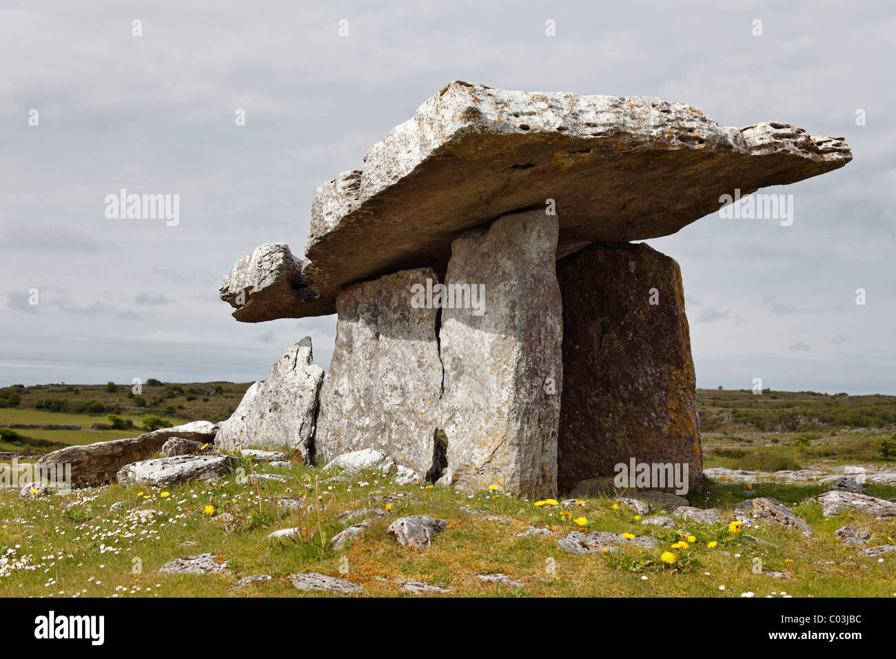 Poulnabrone Dolmen, Burren, County Clare, Irland, Europa Stockfoto