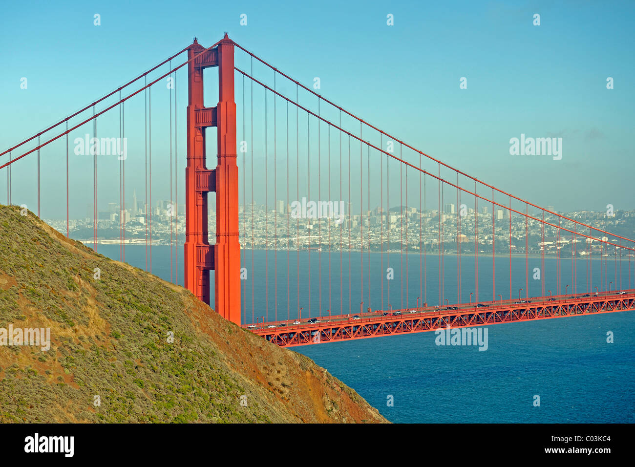 Golden Gate Bridge bei Sonnenuntergang, San Francisco, Kalifornien, USA, Nordamerika Stockfoto