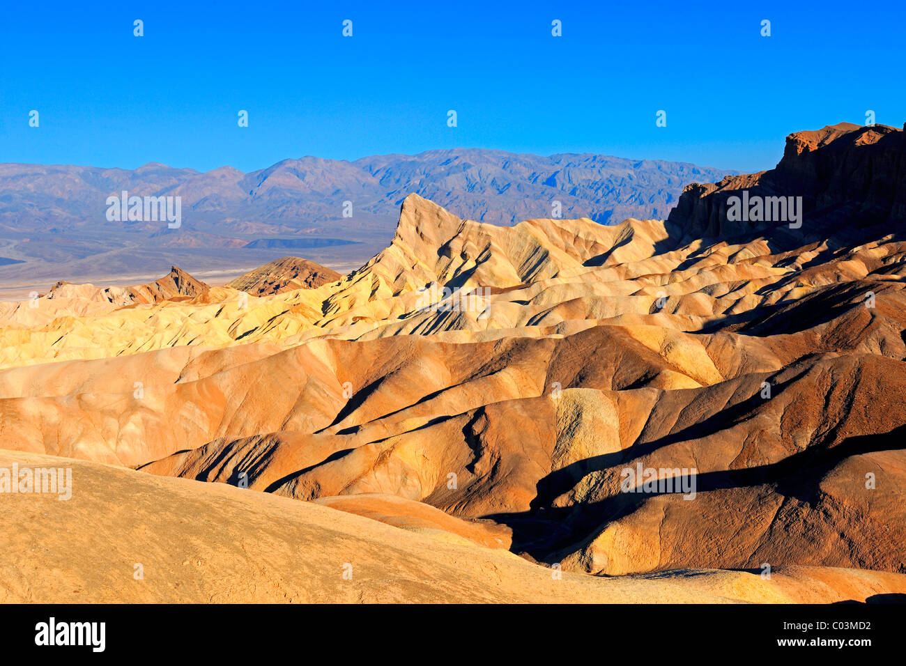 Felsformationen in den Morgen, Zabriske Punkt, Death Valley Nationalpark, Kalifornien, USA, Nordamerika Stockfoto