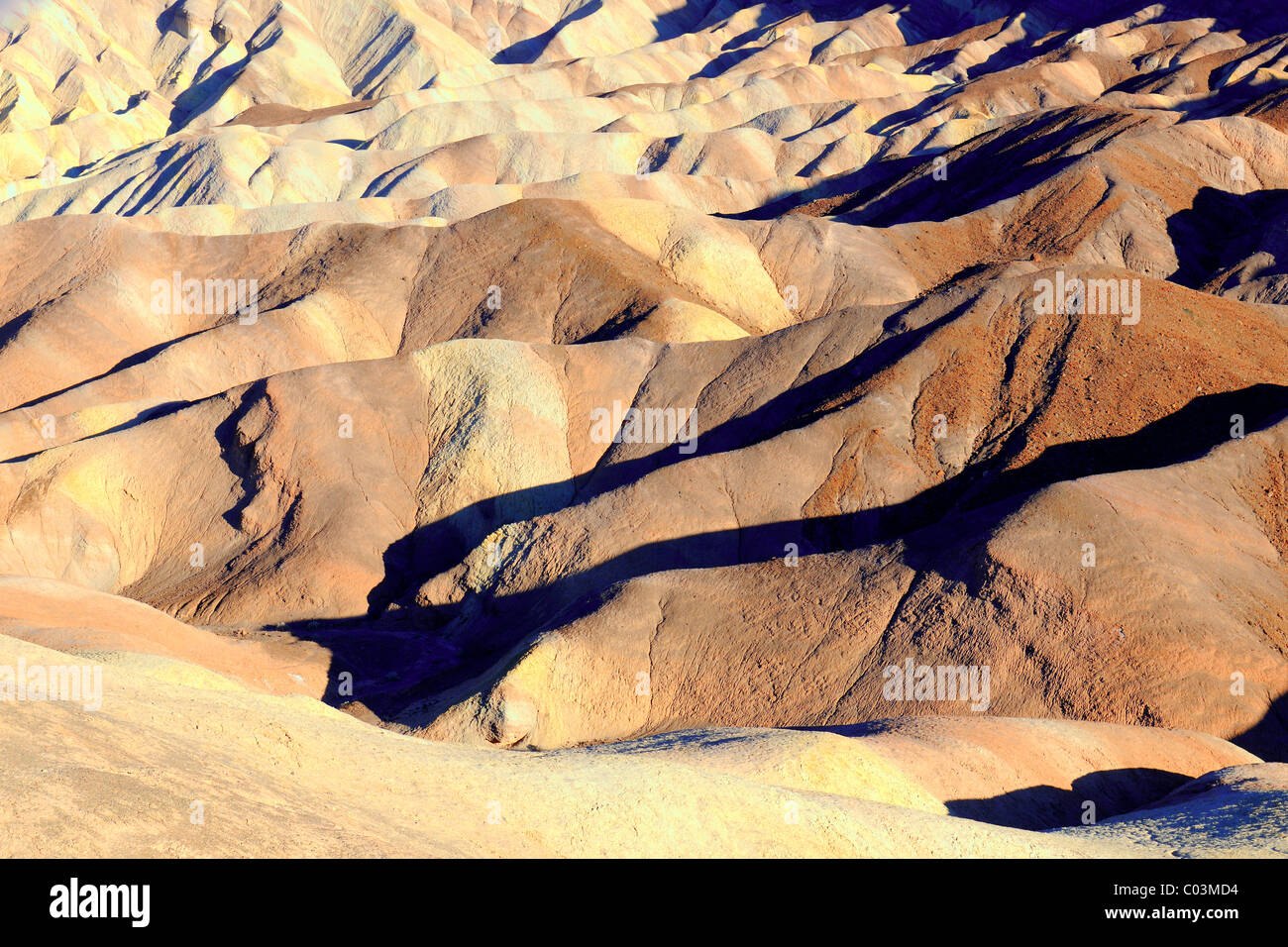 Felsformationen in den Morgen, Zabriske Punkt, Death Valley Nationalpark, Kalifornien, USA, Nordamerika Stockfoto