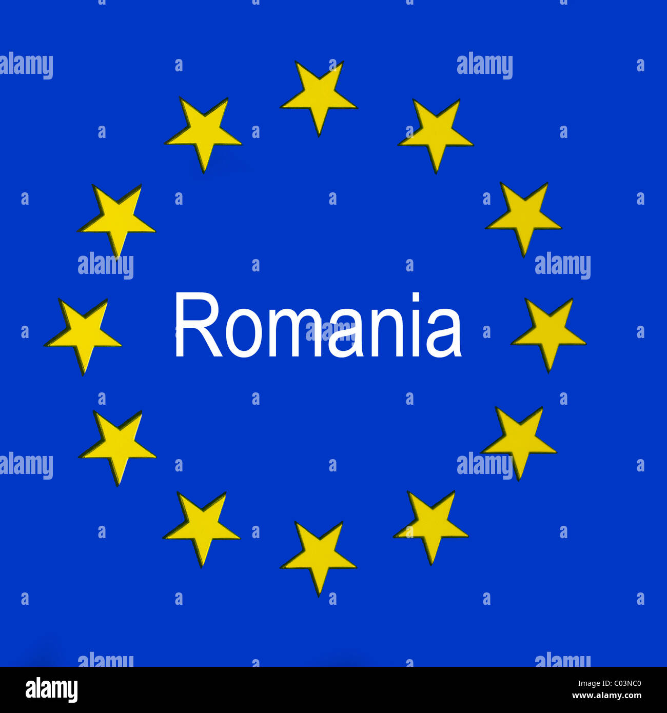 Rumänien in die EU-Flagge Stockfoto