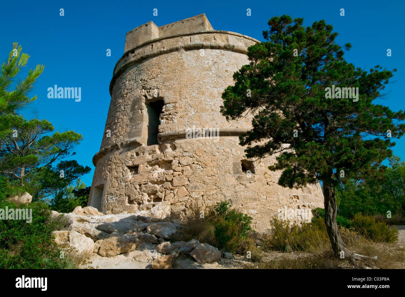 Turm von Portinax, Ibiza, Balearen, Spanien Stockfoto