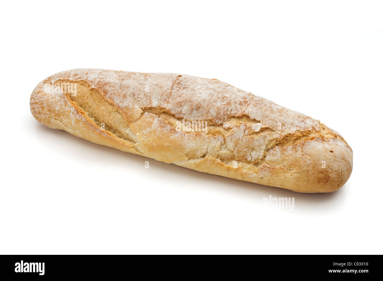 Sfilatino Brot isolierten auf weißen Hintergrund mit Beschneidungspfad Stockfoto