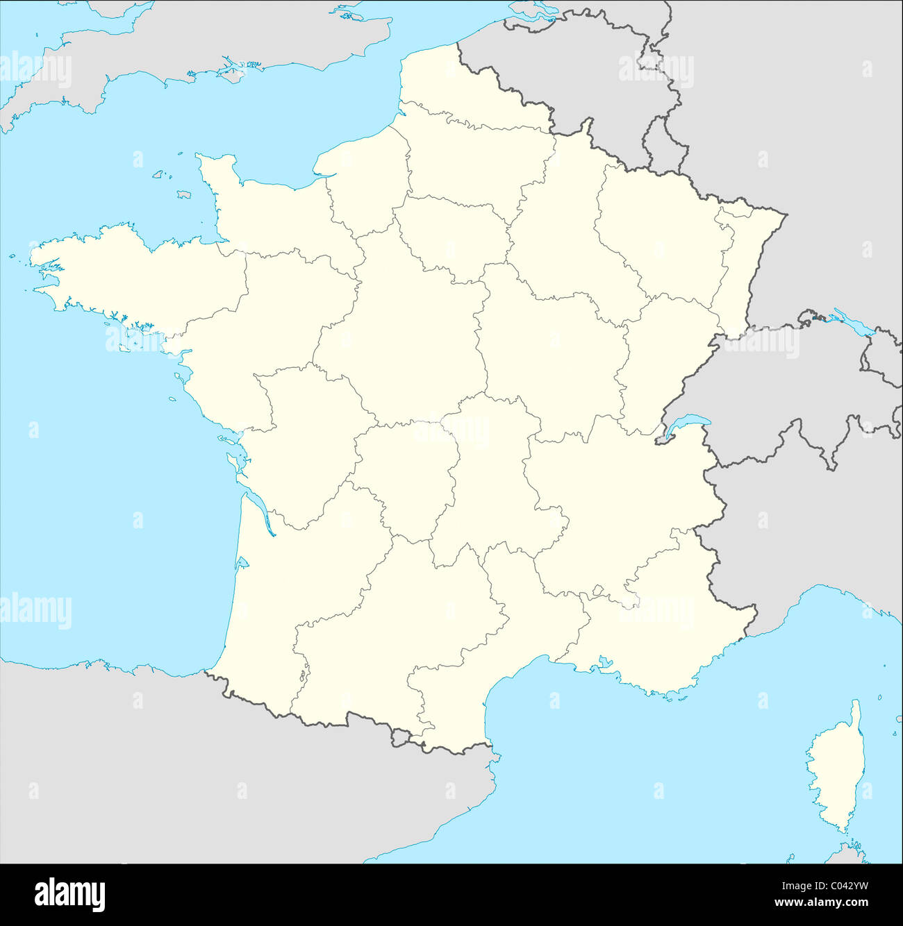 Landkarte von Frankreich in Europa dargestellt. Stockfoto