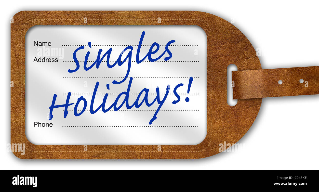 Koffer/Gepäck Label mit "Singles Holidays" geschrieben am Stockfoto