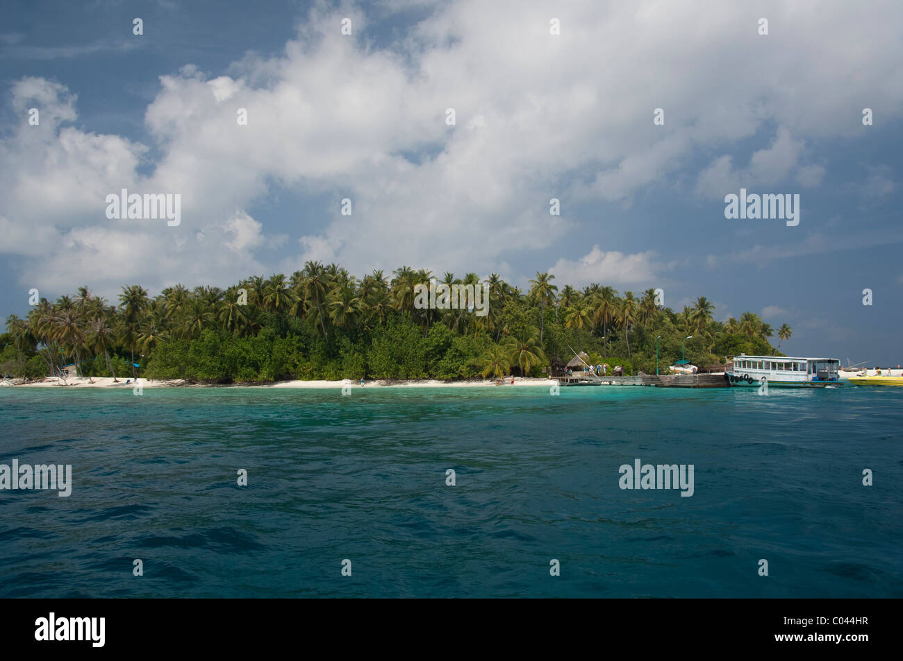 Malediven, Nord Male Atoll, Insel Kuda Bandos. Stockfoto