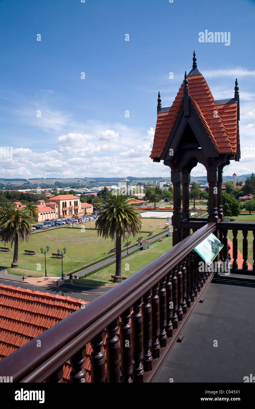 Ansicht der Regierung Gärten von Rotorua Bäder, Rotorua, Neuseeland Stockfoto