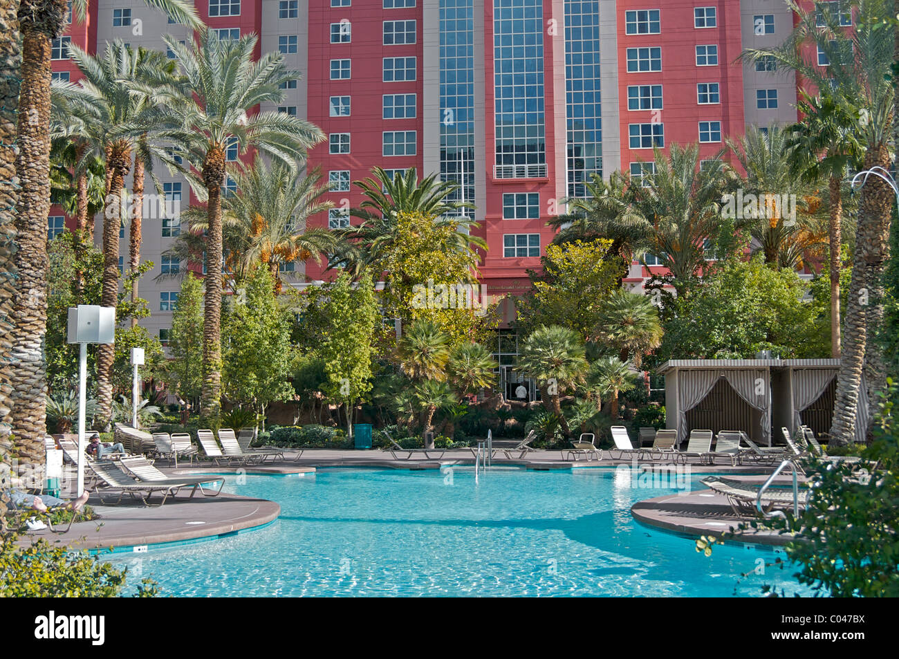 Ein Pool im Hilton Grand Vacations Club im Flamingo in Las Vegas Stockfoto