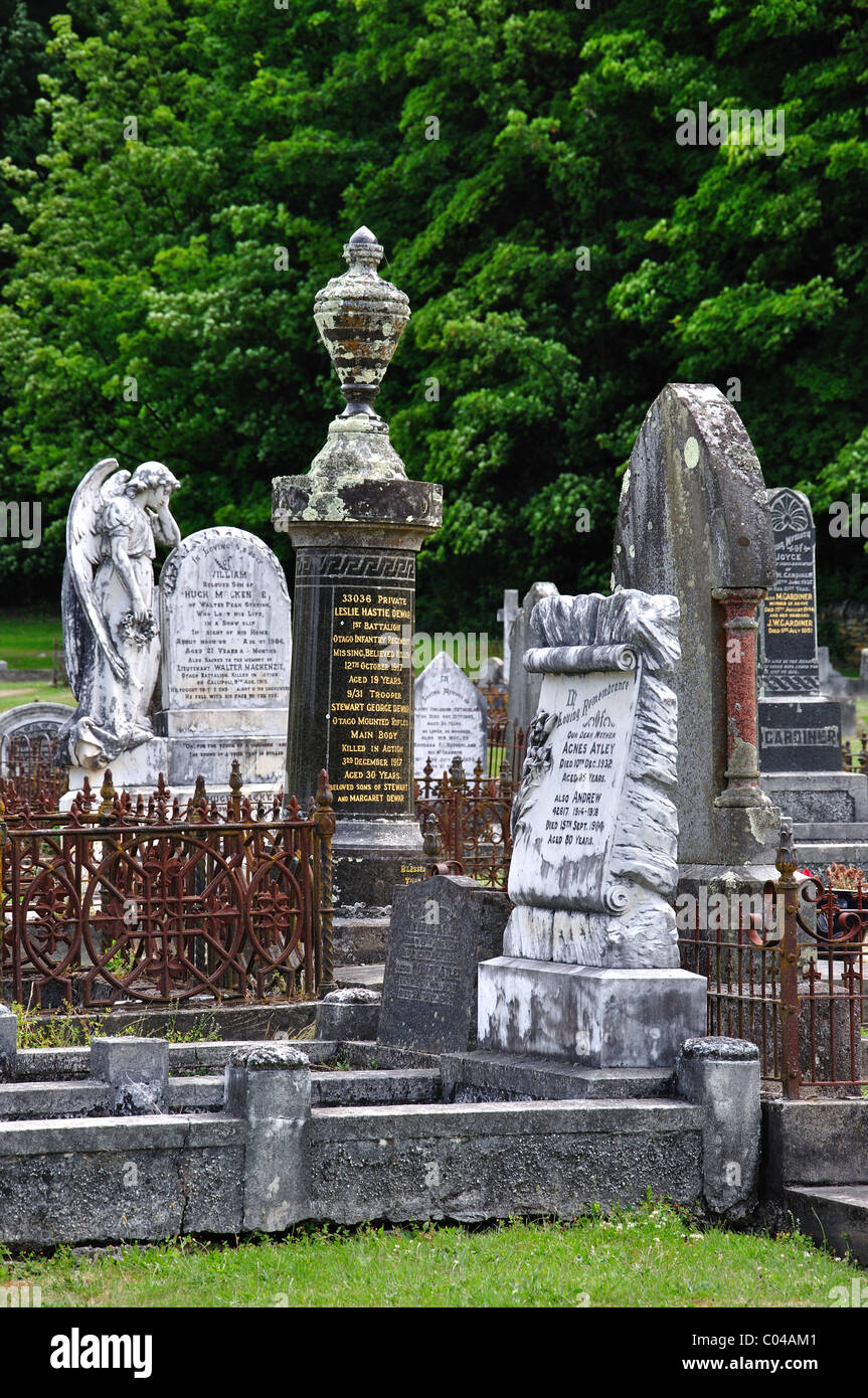 Grabsteine in historischen Friedhof Friedhof Straße, Queenstown, Otago, Südinsel, Neuseeland Stockfoto