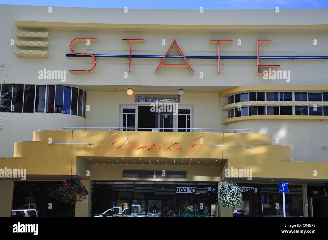 Art Deco State Kinocenter, Trafalgar Street, Nelson, Nelson Region, Südinsel, Neuseeland Stockfoto