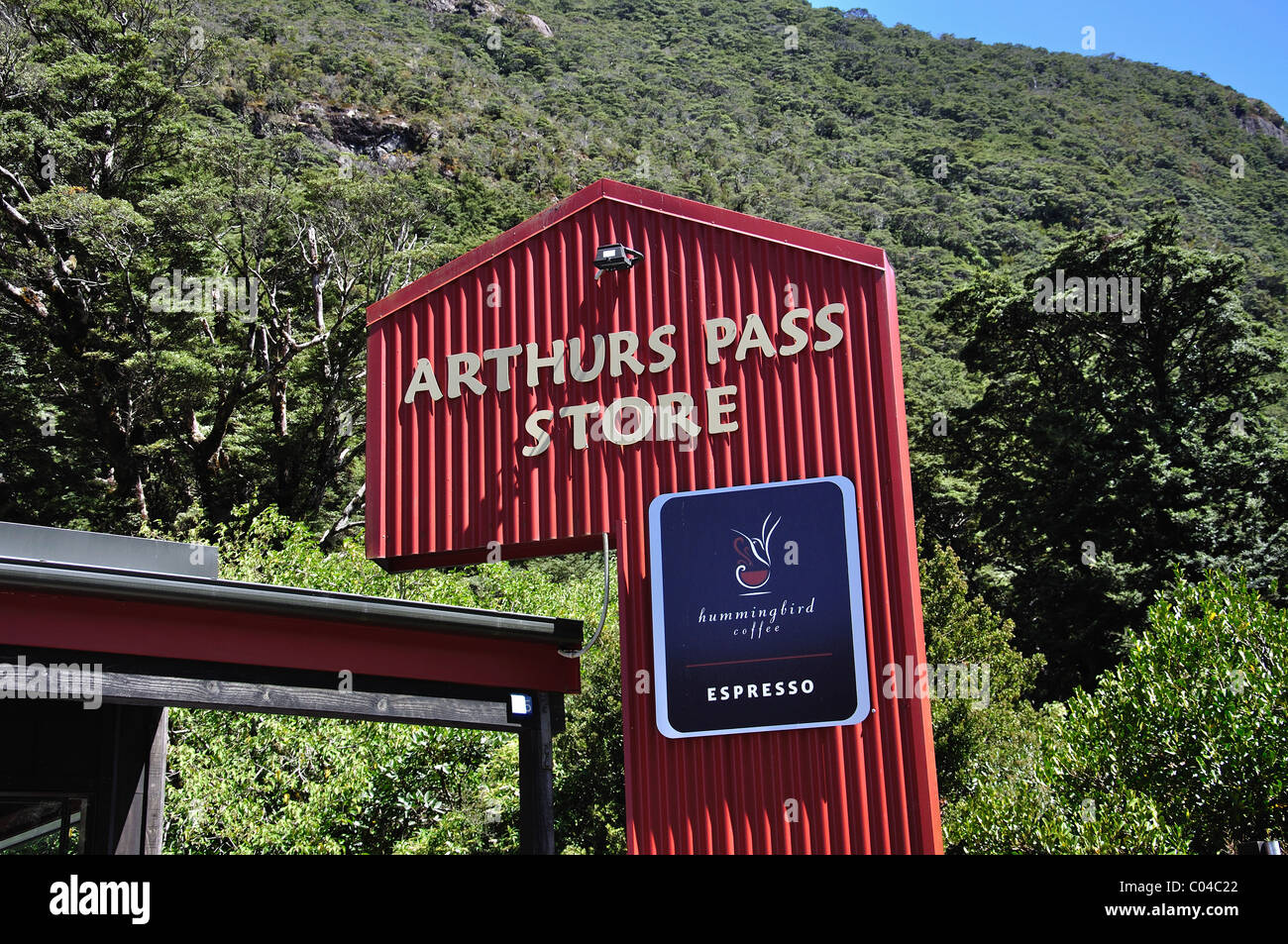Arthurs Pass Store & Cafe, Arthur Pass Nationalpark, Canterbury, Südinsel, Neuseeland Stockfoto