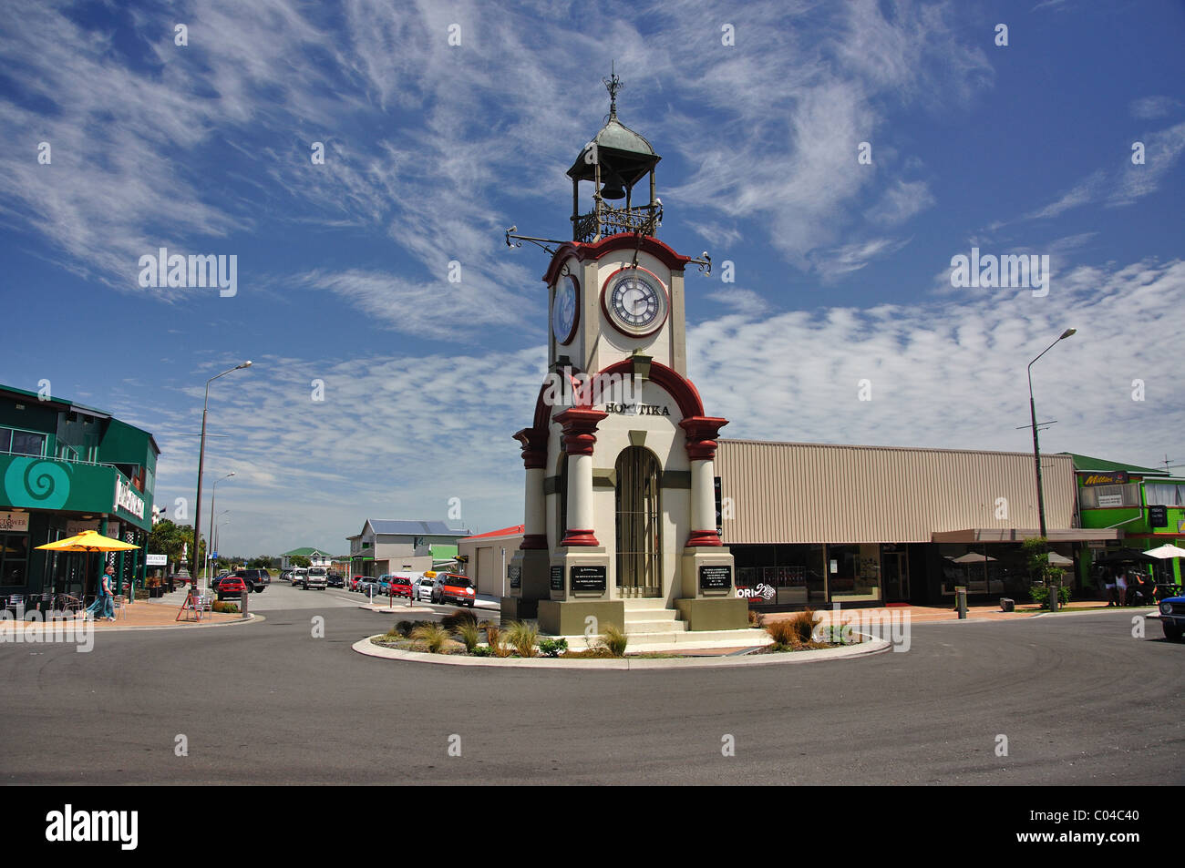 Hokitika Memorial Clocktower, Weld Street, Hokitika, Westland-Distrikt, Region West Coast, Südinsel, Neuseeland Stockfoto