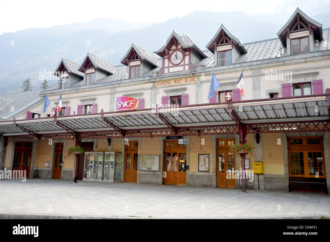 Bahnhof in Chamonix, Rhône-Alpes, Frankreich Stockfoto