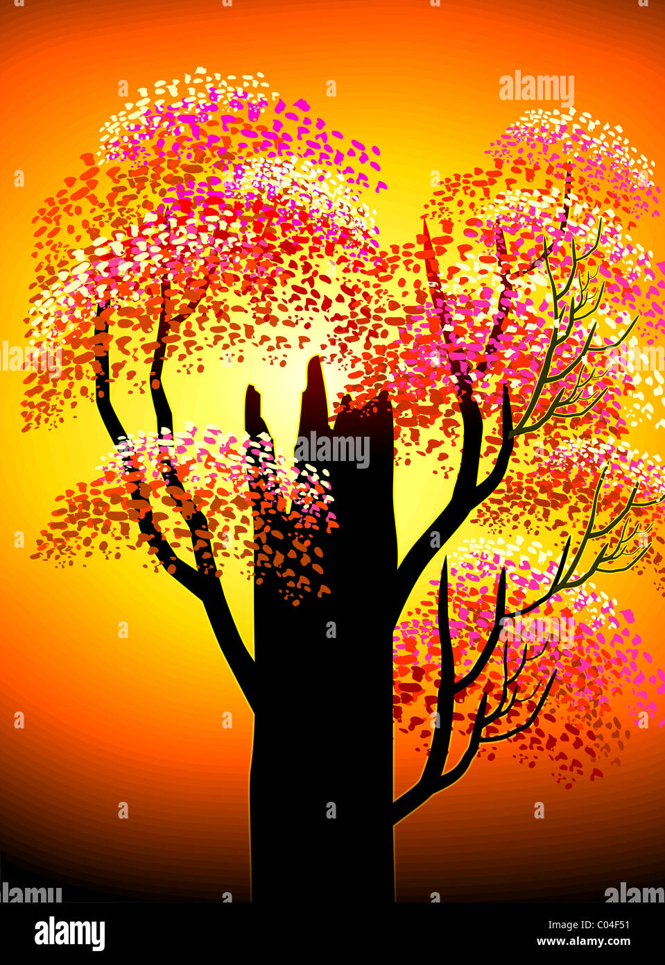 Baum im Hintergrund eine Farbe Stockfoto