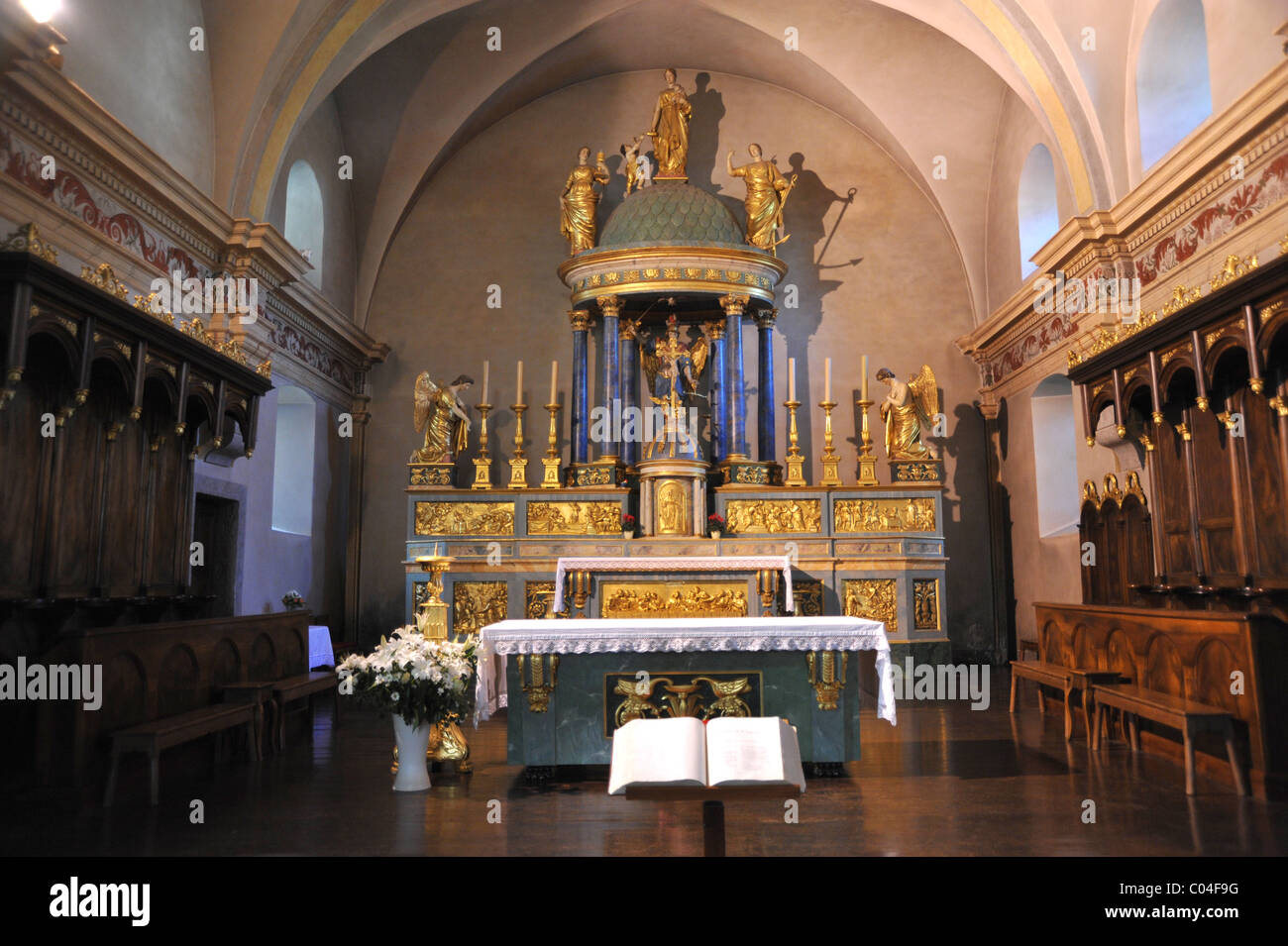 Innere der Kirche in Chamonix, Rhône-Alpes, Frankreich Stockfoto