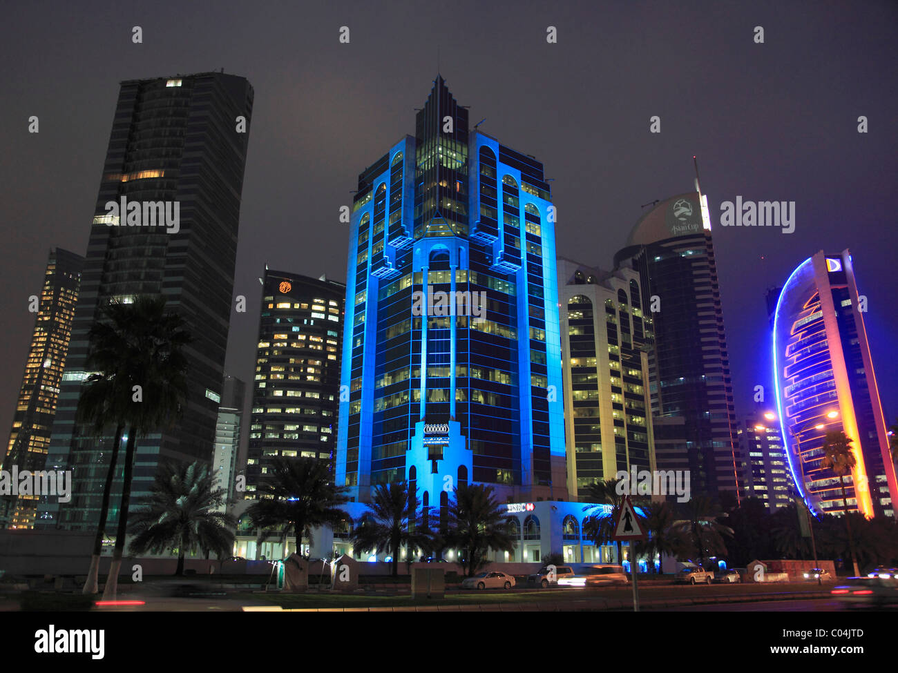 Katar, Doha, Al Corniche Street, moderne Architektur, Wolkenkratzer, Stockfoto