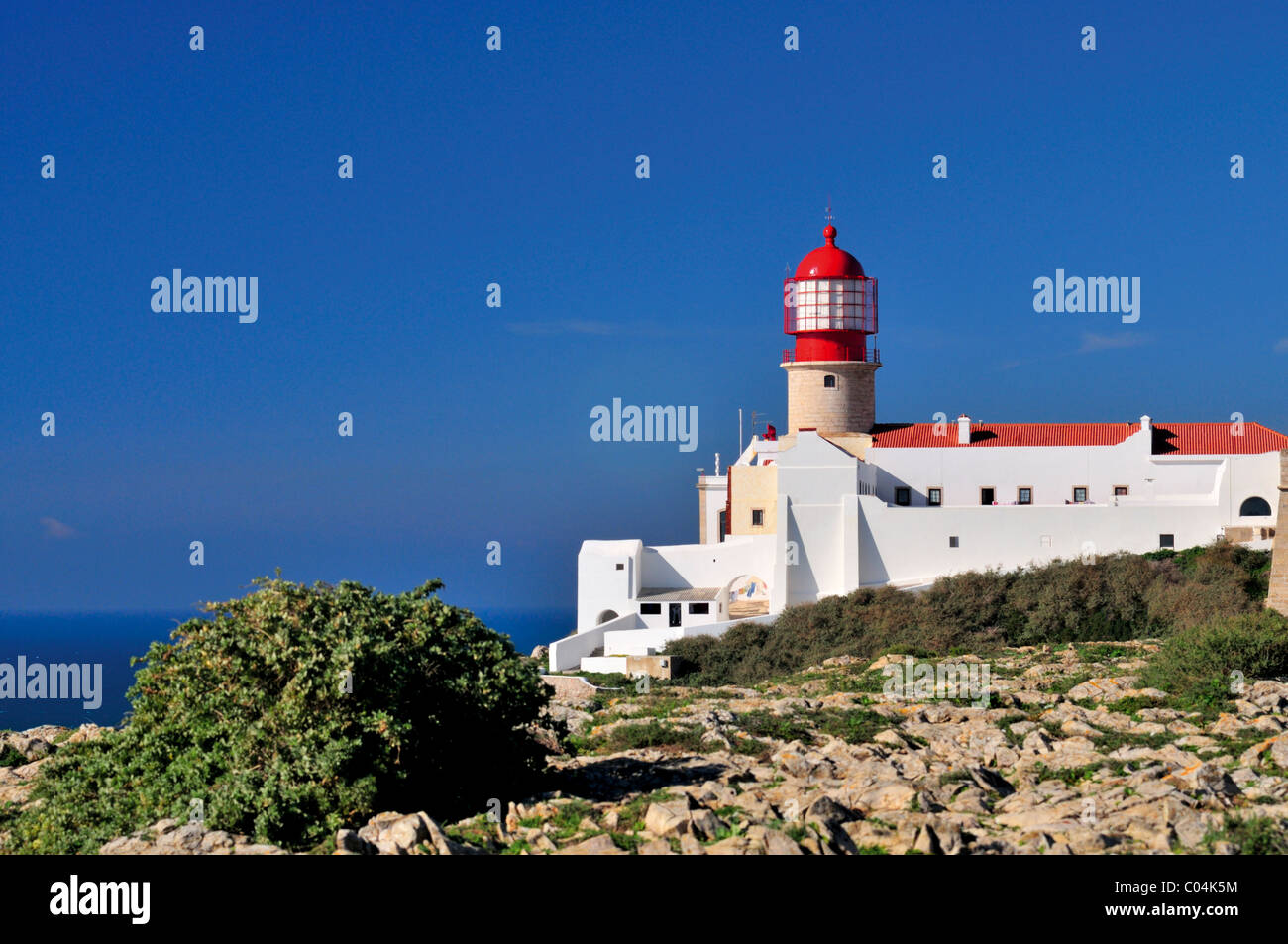 Portugal, Algarve: Leuchtturm St. Vincent in der Nähe von Sagres Stockfoto