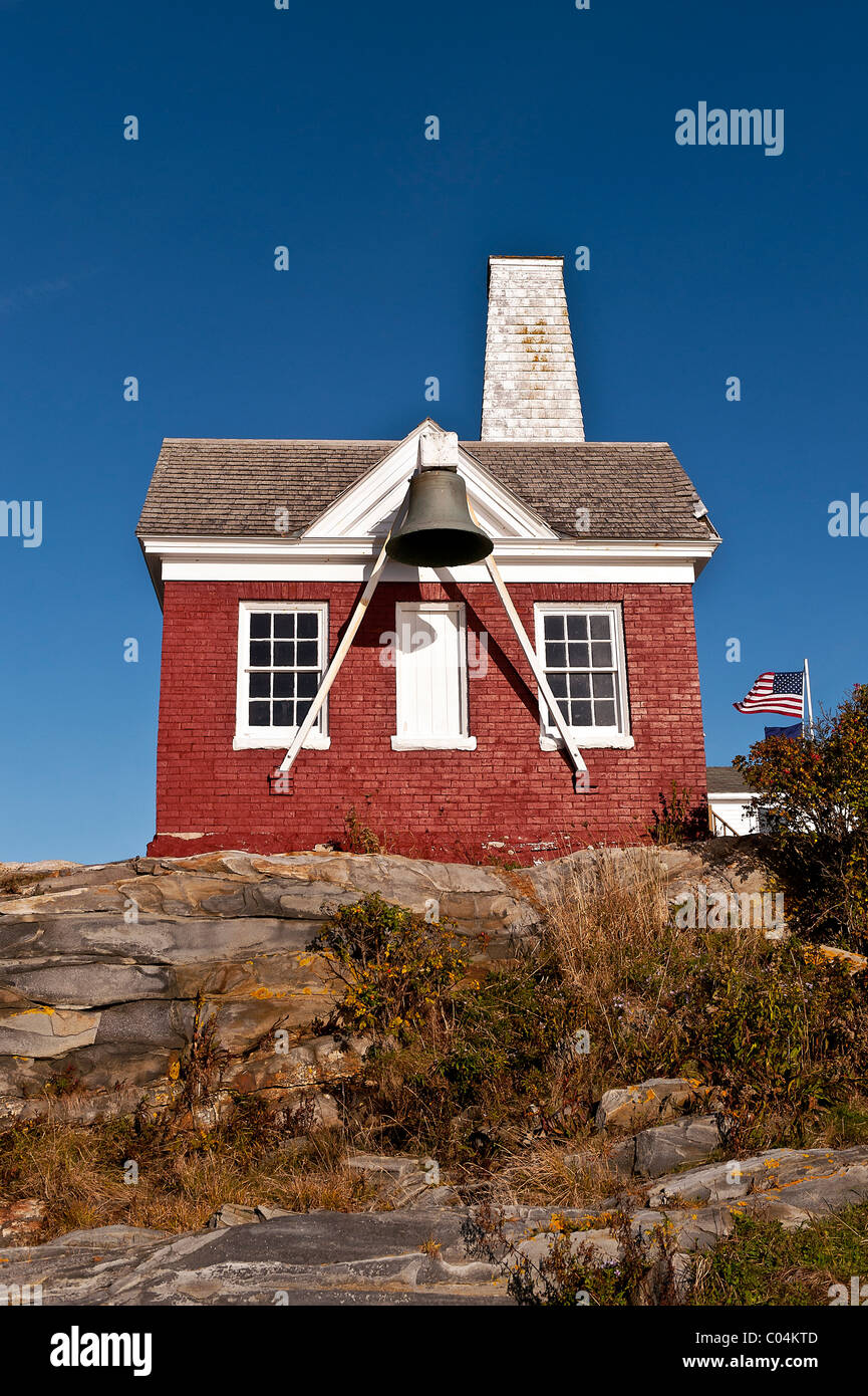Pemaquid Point Light Station Nebel Bell House, Muscongus Bay, Bristol, Maine, USA. 1827 Stockfoto