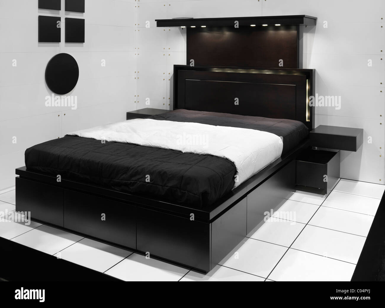 Stilvolle zeitgenössische Schlafzimmer Innenarchitektur display Stockfoto